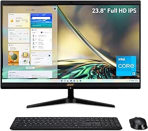 acer Aspire 2022 All-in-One Desktop/Intel UHD Graphics 23.8" 1920x1080 / Intel Core i3-1215U 6 Cores / 24GB DDR4 1TB SSD M.2 /Wi-Fi/Windows 11 / Black / 32GB USB