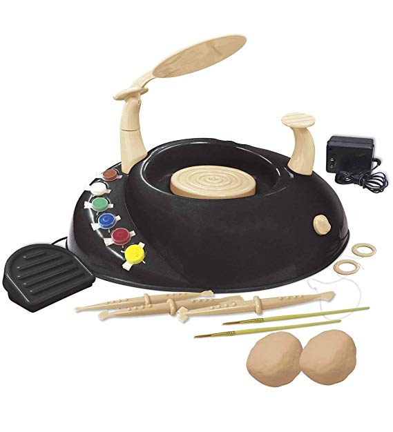 Beginners Pottery Wheel Kit for Kids with Clay, Paints, and Tools 12 L x 16 W x 5 H