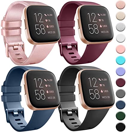 Vancle Bands Compatible for Fitbit Versa/Versa 2 / Versa Lite/Versa SE, Classic Soft Sport Band Strap for Fitbit Versa Smart Watch Women Men Small Large