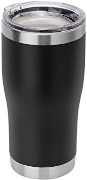 DOMICARE 20oz Double Wall Vacuum Insulated Tumbler with Lid, Stainless Steel Travel Mug, Powder Coated Coffee Cup, Black, 1 Pack