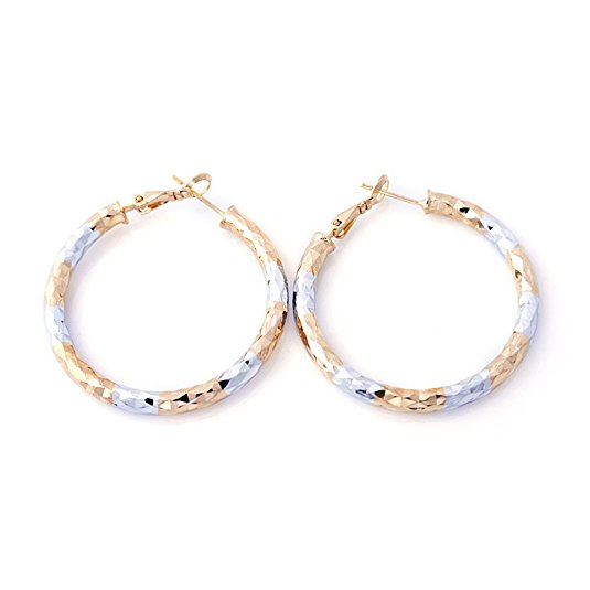 Followmoon 18K Gold Plated Two-Tone Women's Hoop Earrings