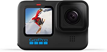 GoPro HERO10 Black - Waterproof Action Camera with Front LCD and Touch Rear Screens, 5.3K60 Ultra HD Video, 23MP Photos, 1080p Live Streaming, Webcam, Stabilization