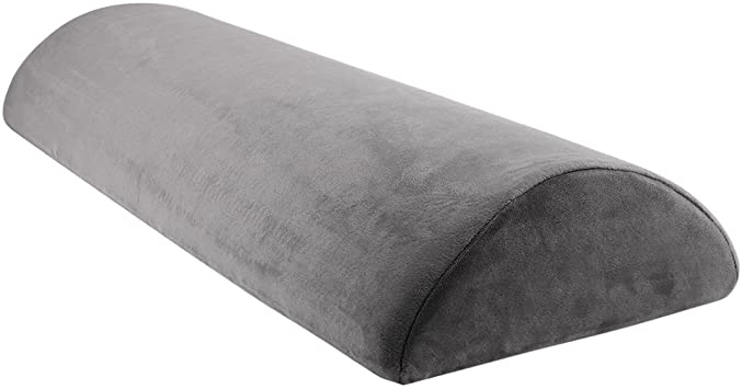 uxcell Half Moon Memory Foam Cushion Semi-Roll Pillow Four Position Support Pillow with Washable Cover Gray Large