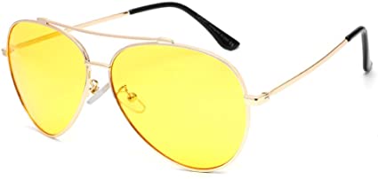 Cyxus Stylish Aviator Glasses Blue Light Blocking Computer Eyewear Anti Eyestrain Eyeglasses for Gaming/Watching TV/Phone Metal Frame (Yellow Lens Gold 8805)