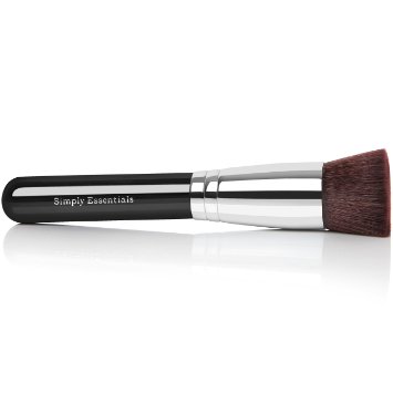 Professional Kabuki Makeup Brush With Big Flat Top for Liquid Cream Mineral and Powder Foundation and Face Cosmetics - Best Quality Design - Carrying Case and E-Book Included