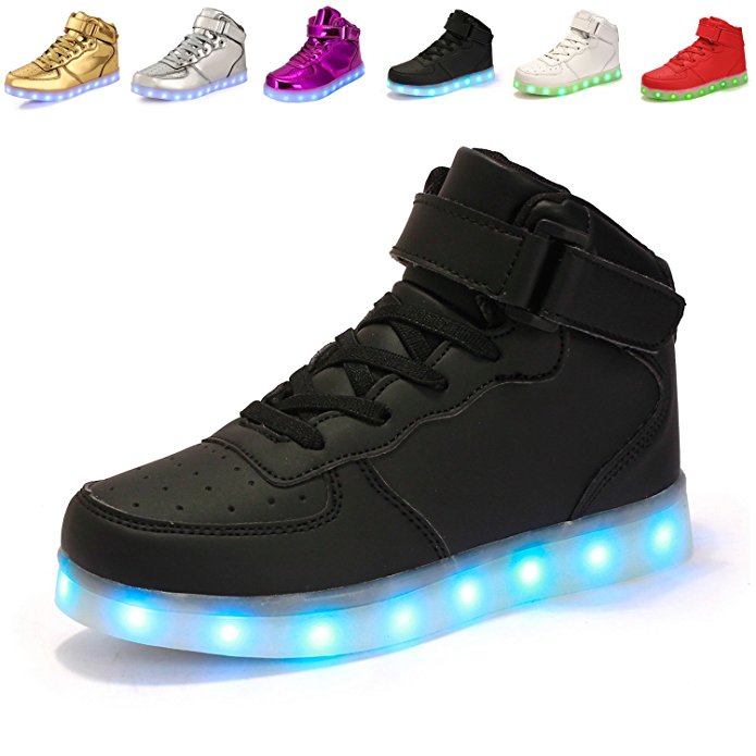 ANLUKE Kids High Top LED Shoes 11 Colors Light Up Sneakers as gift for Boys Girls Men and Women