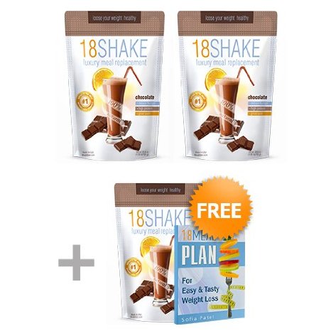 18 Shake Chocolate - 3pck - Free Ebook - Top Rated Protein Formula - Gluten Free - No Hormones - No Artificial Sweeteners - 100% Healthy Weight Loss