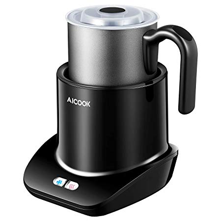 Milk Frother, Aicook Electric Milk Steamer for Hot and Cold Milk Froth, Low Noise and Detachable Dish Washer Safe Removable Milk Jug, Non-Stick Coating, Perfect for Cappuccinos, Lattes, BPA Free.