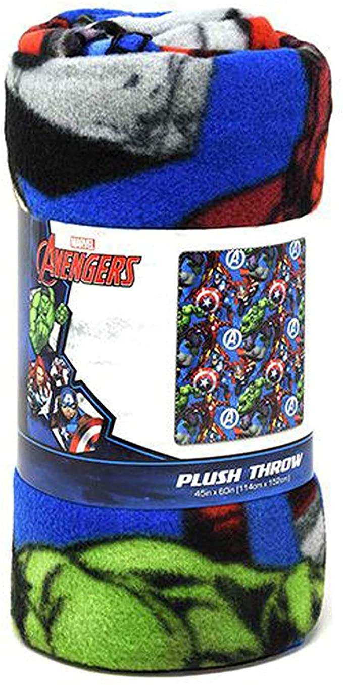 Marvel Avengers Fleece Throw Blanket - Fun Superhero Fleece Throw Blanket for Girls & Boys, Soft & Cozy Plush Lightweight Fabric Bed Cover, Cool Bedroom Decor, Kids Throw Blanket - Size 45”x 60”