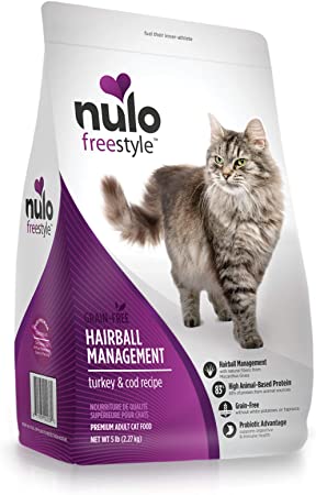 Nulo Grain Free Dry Cat Food - Indoor, Adult Trim, or Hairball Management with BC30 Probiotic, Salmon, Duck or Turkey Recipe - 5 or 12 lb Bag