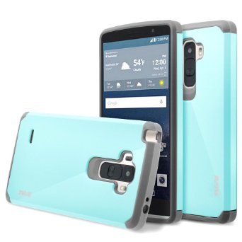 LG G Stylo Case, RANZ® Grey with Aqua Blue Hard Impact Dual Layer Shockproof Bumper Case For LG G Stylo (LS770) LG G stylus H631