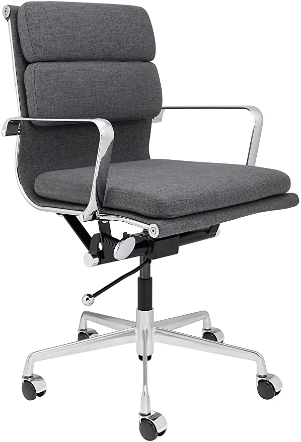 SOHO Mid Century Modern Soft Pad Management Chair (Charcoal Fabric)