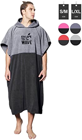 Vulken Extra Large Thick Hooded Beach Towel Changing Robe. Surf Poncho Men and Women for Easy Change in Public. Quick Dry Microfiber Towelling for the Beach, Pool，L/XL