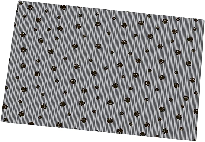 Drymate Litter Mat 20 inch x 28 inch Grey/Black Paw Striped Cat Litter Mat