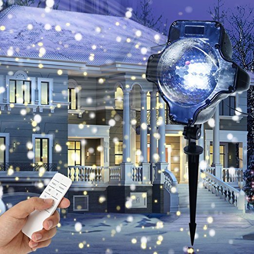 Tomshine Snowfall Decorative Light, LED Christmas Projector Light spotlight Remote Control Waterproof Landscape Snowflake Decorative lighting for Christmas Halloween Birthday Party Weedding Garden