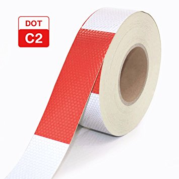 Conspicuity Tape Hug Flight 2"x150' Dot Class 2 Reflective Tape Roll Red And White Adhesive Sticker For Cars, Trucks, Trailers, RV's, Campers, Boats, or Mailboxes