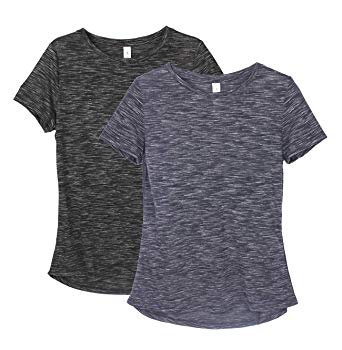 icyzone Workout Shirts for Women - Yoga Tops Gym Clothes Running Exercise Athletic T-Shirts for Women(Pack of 2)