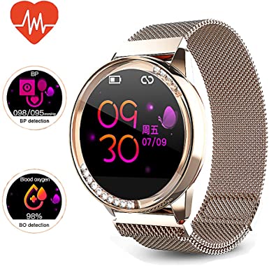 Smart Watch for Women,Bluetooth Fitness Tracker, Compatible with iOS, Android Phones, Sports Activity Tracker with Functions Such as Sleep/Heart Rate Monitor/Physical Prediction