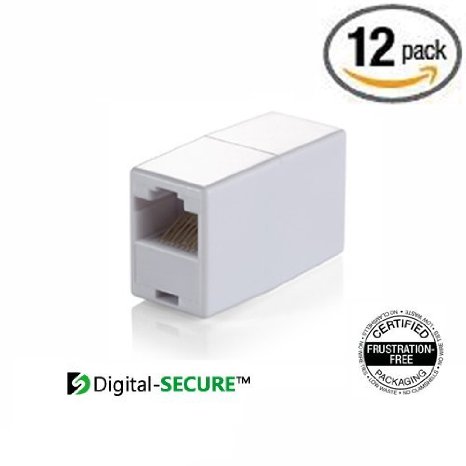 RJ45 Coupler (Box of 12, White) for Ethernet Cat 5/5e cables Digital-SECURE® RJ45F/RJ45F - RJ11 compatible