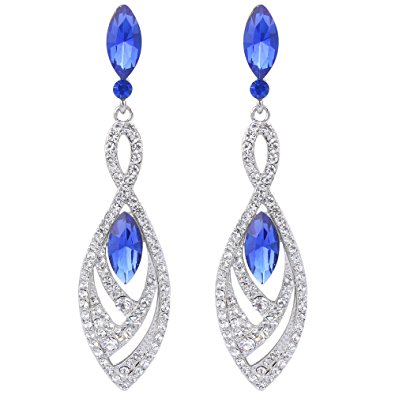 BriLove Women's Crystal Gorgeous Twisted Dual Chandelier Teardrop Fashion Pierced Dangle Earrings