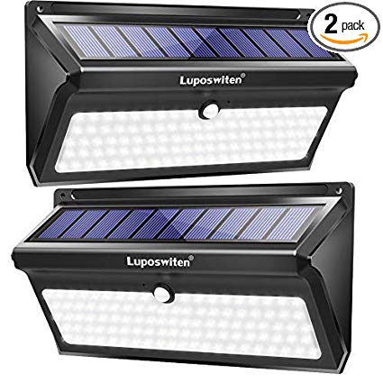 Solar Lights Outdoor 100 LEDs , Motion Sensor Wireless Waterproof Security Light, Solar Lights for Garden, Patio, Yard, Driveway, Garage, Porch , Pathway by Luposwiten [2PACK]