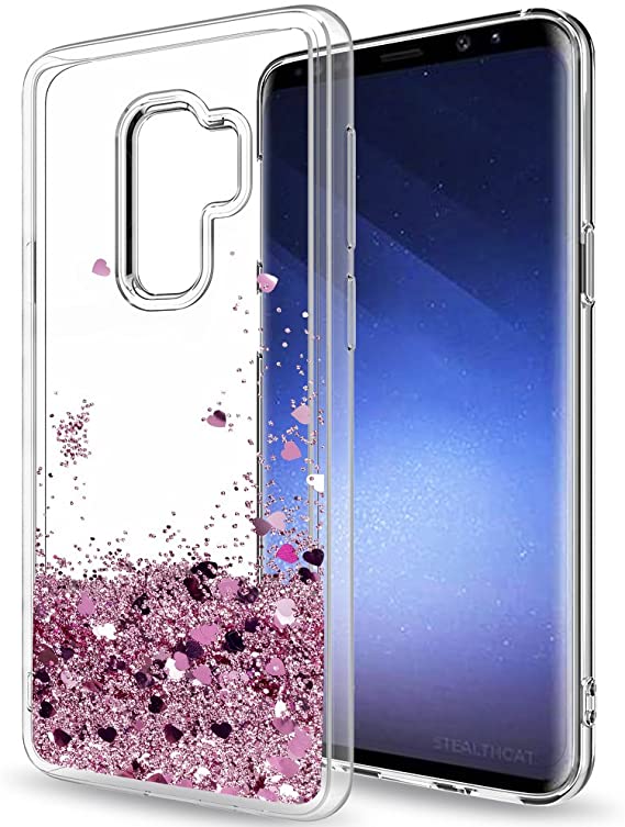 Galaxy S9 Plus (Not S9) Glitter Sparkly Case for Girls Women,LeYi Luxury Bling Cute Moving Liquid Quicksand TPU Protective Phone Case Cover for Samsung Galaxy S9  Plus (2018 Released) CF Rose Gold