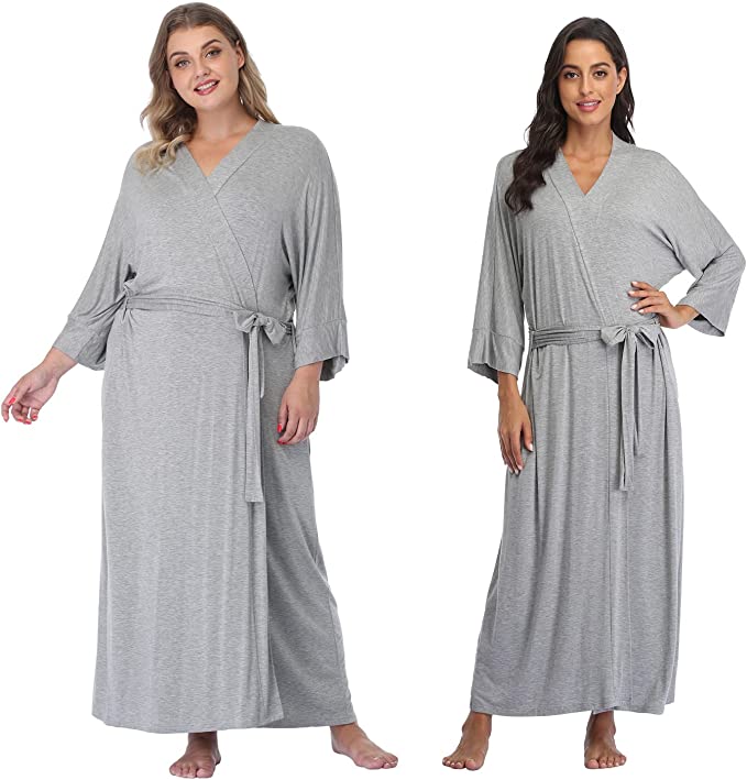 Women's Plus Size Robes Long Kimono Bathrobe Lightweight Nightgowns Soft Sleepwear Knit Wrap Loungewear
