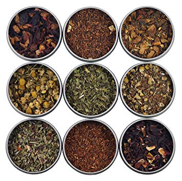 Heavenly Tea Leaves Herbal Tea Sampler, 9 Count - Naturally Caffeine-Free Loose Leaf Teas