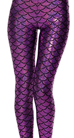 Alaroo Shiny Fish Scale Mermaid Leggings for Women Pants S-3XL