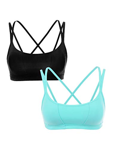 CRZ YOGA Women's Removable Pads Cool-look Criss Cross Strappy Yoga Sports Bra