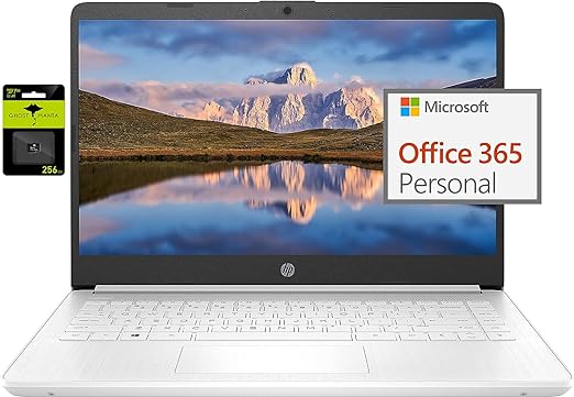 HP 14" Latest Stream Laptop Ultral Light for Students and Business, Intel Celeron 8GB RAM, 320GB Storage (64GB eMMC 256GB Ghost Manta SD Card), 1 Year Office 365, HDMI, WiFi, USB-A&C, Win 11