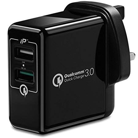 Quick Charge 3.0 USB Charger, Spigen Essential [QC3.0 2.4A/30W] [Intelligent Power Technology] [Rapid Dual Fast Charger] Fast USB Wall Charger for Androids, Smartphone, Nintendo, Drone, etc - F207