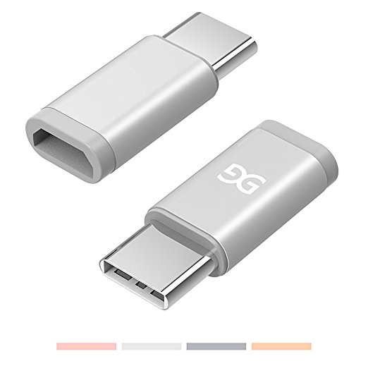GUSGU USB-C to Micro USB Adapter for Samsung S8 and Mac Book (2 Pack) - Silver