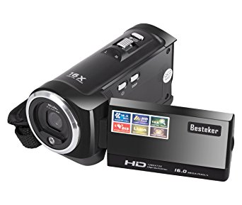 Camera Camcorders, Besteker Portable Digital Video Camcorder HD Max. 16.0 Megapixels 1280*720P DV 2.7 Inches TFT LCD Screen 16X Zoom Camera Recorder (107-Black)