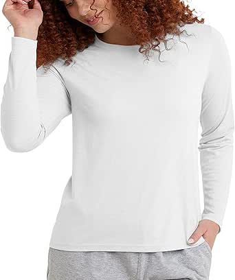 Hanes Women's Originals Long-Sleeve T-Shirt, Tri-Blend Lightweight Jersey Tee, Curved Hem, Available In Plus