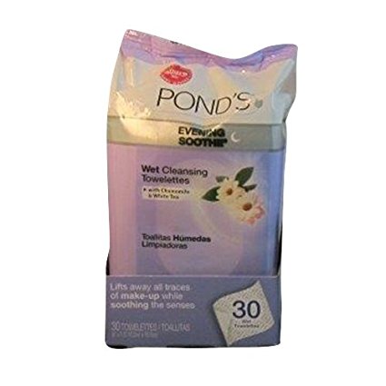 POND'S Evening Soothe Wet Cleansing Towelettes, 30-Count (Pack of 3)
