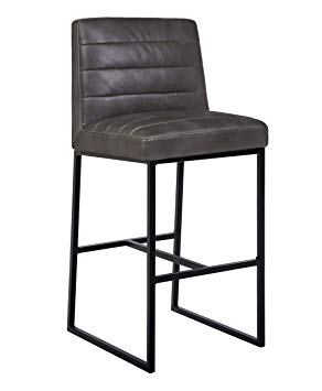 Rivet Decatur Modern Faux Leather Kitchen Bar Stool, 41"H, Grey