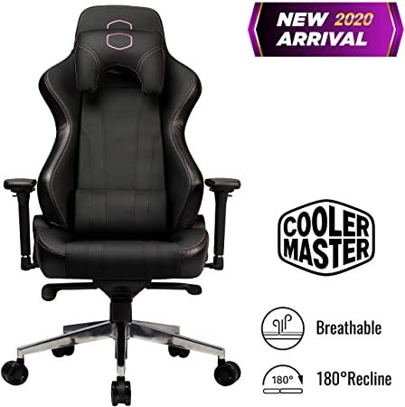 Cooler Master Caliber X1 Gaming Racing Chair, Ergonomic Office Chair, Seat Height and 4D Armrest Adjustment, Recliner, Molded Foam in Headrest and Lumbar Support, Aluminum Base - Black