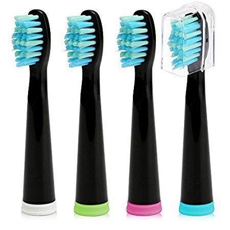 Electric Toothbrush Replacement Head x 4 Crystal Black