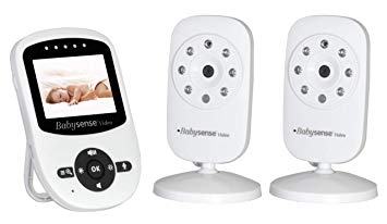 Babysense Video Baby Monitor with Two Digital Cameras, Infrared Night Vision, Two Way Talk, Room Temperature, Lullabies, Long Range - UK Plug with EU Adapter - Model:V24_2UK