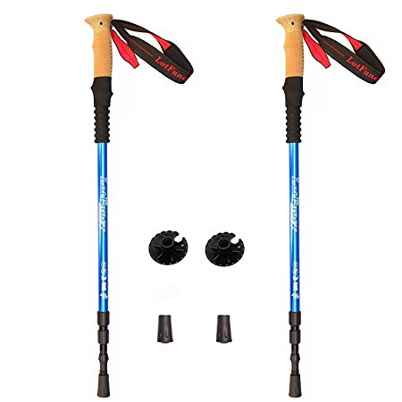 LotFancy Trekking Poles - Ultralight Walking Hiking Sticks for Women/ Men, Extra Rubber Tips Included (1 Pair)