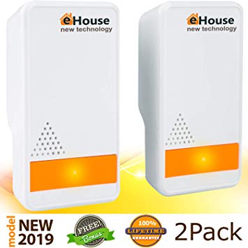 EHOUSE Indoor Electronic Plug-in, Best liquidating - Rodents, Mice, Rats, Bats, Roaches, Spiders, Fleas, Bed Bugs, Flies, Ants. Model BH-3 (Orange Night Light) 2 Pack