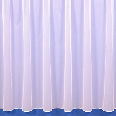 The Textile House Sue White Plain Lead Weighted Voile Net Curtain - 2.5 Metres Wide x 45" (114cm) Drop