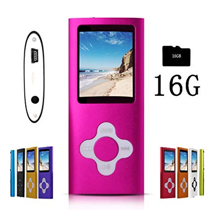 G.G.Martinsen Lightpink Versatile MP3/MP4 Player with a 16GB Micro SD Card, Support Photo Viewer, Mini USB Port 1.8 LCD, Digital MP3 Player, MP4 Player, Video/Media/Music Player