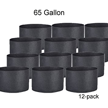 Oppolite 1 2 3 5 7 10 15 20 25 30 Gallon Round Fabric Fabric Aeration Pots Container for Nursery Garden and Planting Grow (65 Gallon/12 Pack)