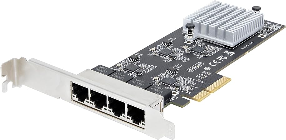 StarTech.com 4-Port 2.5Gbps NBASE-T PCIe Network Card, Intel I225-V, Quad-Port Computer Network Card, Multi-Gigabit NIC, PCI Express Server LAN Card, Desktop Ethernet Interface (PR42GI-NETWORK-CARD)