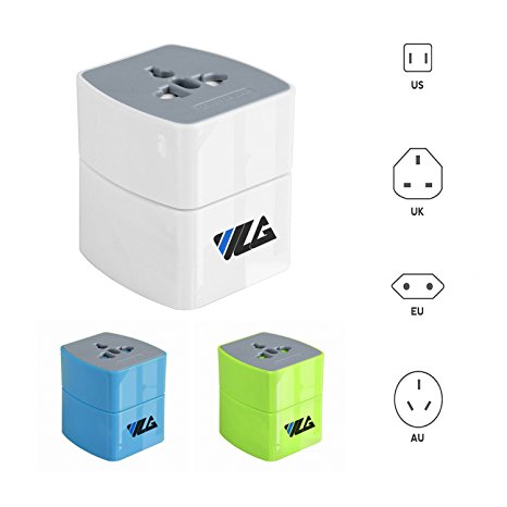 VLG Travel Power International Plug Adapter - Universal Worldwide Kit - Compact, Sturdy, Sleek and Easy-to-use (Snow White)