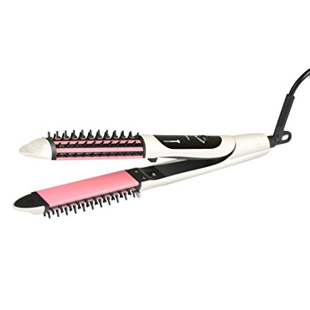ELFINA Dual Curling Iron/Curling Wand and Hair Straightener,2 in 1 Mini Portable Hair Styler-White