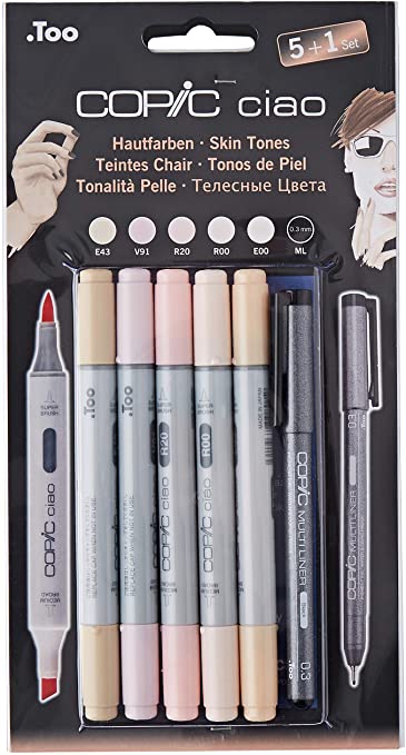 Copic Ciao 5 1 Marker Set - Skin Tones (Pack of 5   Multiliner Pen)