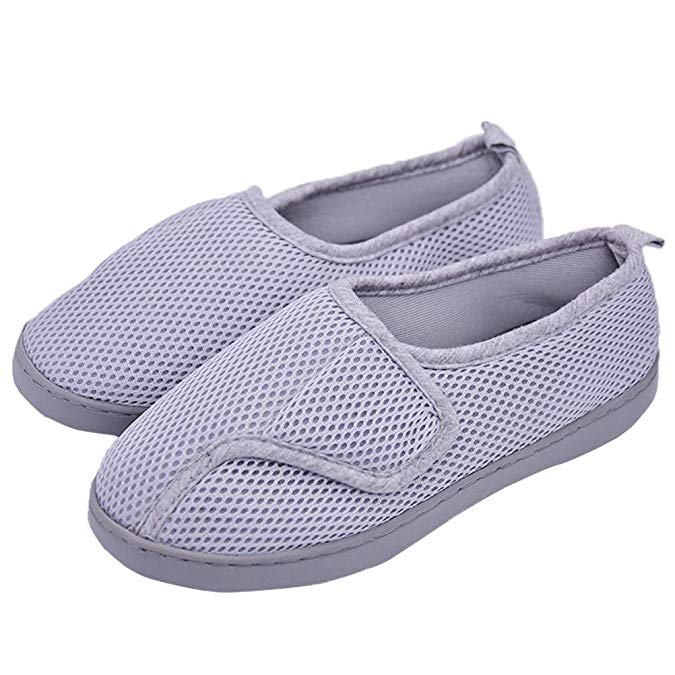 AOIREMON Women's Adjustable Extra Wide Diabetic Slippers Bunions Edema Shoes for Swollen Foot Mesh Breathable and Comfortable.